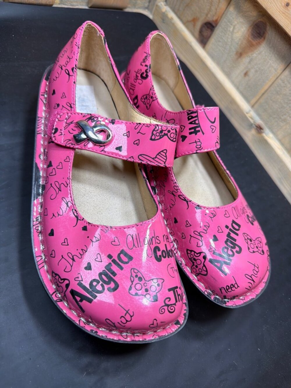 Alegria Paloma Pink Ribbon Breast Cancer Awareness Mary Jane Shoes EU38 US 8-8.8 - Picture 3 of 8